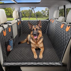 Doglike Hard Bottom Back Seat Extender for Dogs, 650LB Heavy Duty Support, Waterproof Dog Travel Bed with Removable Washable Mat, Mesh Window, Fits Mid-Size Sedans & Compact SUVs