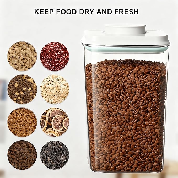 Dog Cat Pop Food Storage Container Airtight Pet Treat Container 2.8qt*2 | Stackable Pet Storage Bin Pop Lid Plastic Container for Kibble & Treats BPA-Free One-Touch Opening for Kitchen Organizer