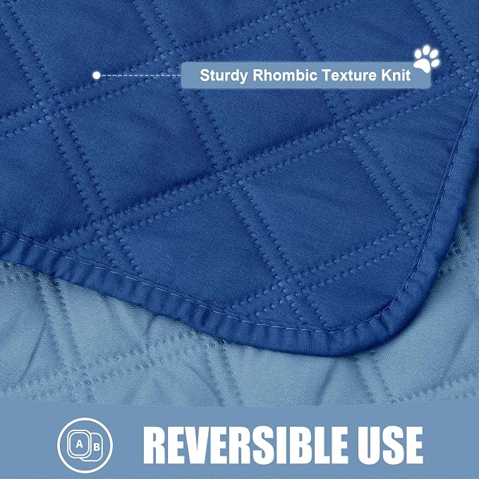 Smiry Waterproof Reversible Pet Couch Covers for Dogs | Pet Friendly, Soft Fabric, Washable Sofa Furniture Protector for Dogs Cat Kids, Checkered (40"x50", Navy/Blue)