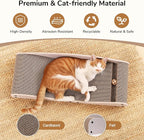 FUKUMARU Cardboard Cat Scratcher Bed, Extra Large 29.1 Inch Cat Scratch Pad | Cat Scratching Bed Couch Indoor, Natural Felt Multifunctional, Horizontal Kitten Scratch Bed Lounger With Ball Toy, Camel