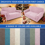 ZNSAYOTX Stretch Couch Cover, 1 Piece Sofa Covers for 2 Cushion Couch, Jacquard Loveseat Slipcovers with Elastic Bottom Thickened Furniture Protector for Dog Cat Pet (Medium, Dusty Pink)