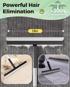 Carpet Rake for Pet Hair Removal Tool - 4 in 1 Pet Hair Remover Kit for Dog Cat Fur Remover, Contain 60" Adjustable Rubber Broom, Glove, Magic Brush and Scraper for Furniture (Black)