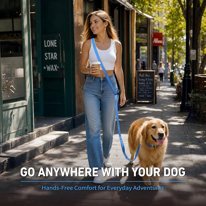 Hands Free Dog Leash,Galaxy Reflective,Crossbody Dog Leash,Blue | Galaxy Reflective • High Visibility • Emergency Control Handle • Heavy-Duty Hardware