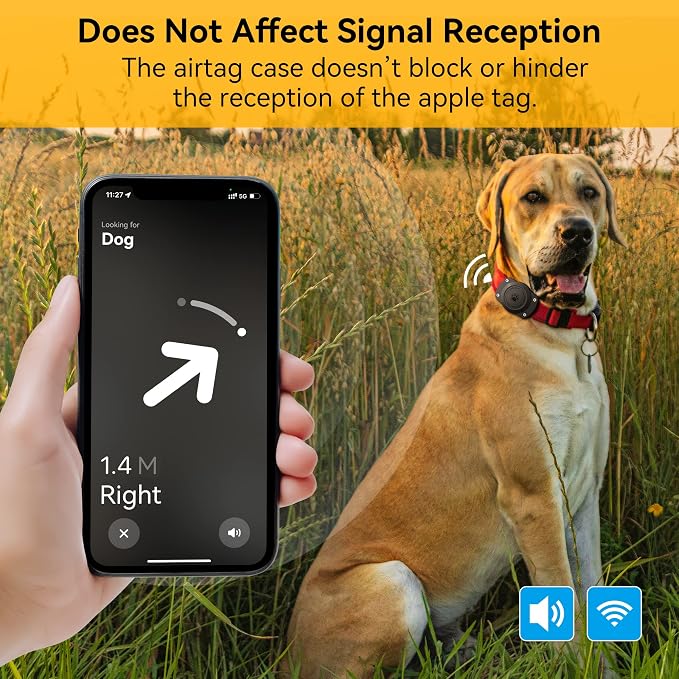 IPX8 Waterproof Airtag Dog Collar Holder [Metal Back Plate] Ultra-Durable Dog & Cat Collars Mount for AirTag 1st & 2nd Generation, Suitable for All Widths of Collars (2 Pack)