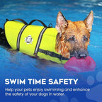 Dog Life Jacket - Swimming Vest for Dogs, Adjustable, Reflective, Comfortable, Multiple Colors, Patterns, XX-Small to Extra Large Dog Swim Vest with Handle (Neon Yellow, X-Large)