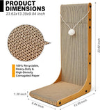 Cardboard Cat Scratcher, 23.6 Inch Cardboard Cat Scratching Post with Fuzzy Ball, Reversible Scratching Pad for Indoor Cats
