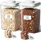 3-5 Lbs Dog Cat Treat Container Pop Pet Food Storage Container 4.2qt *2 | with 0.13qt Measure Scoop Airtight Stackable BPA-Free Pet Storage Bin Canister Pop Lid Plastic Container for Kibble & Treats