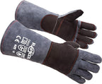 RAPICCA Animal Handling Gloves, Bite Proof Double Leather, 16 in Grey-Black | For Dog, Cat, Bird, Falconry, Snake & Reptile Handling; Vets, Groomers & Animal Control Teams
