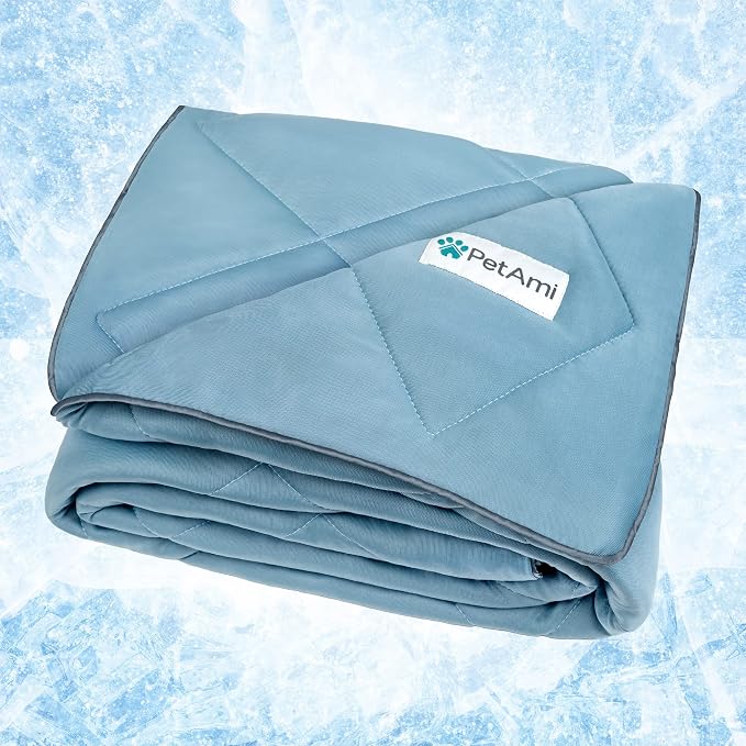 PetAmi Premium Cooling Dog Blanket | Lightweight Fluffy Pet Throw Blanket Bed Cover for Dogs, Cat, Puppies | Pet Blanket Furniture Protector Couch Sofa | Reversible Fuzzy Cozy | 29x40, Dusty Blue