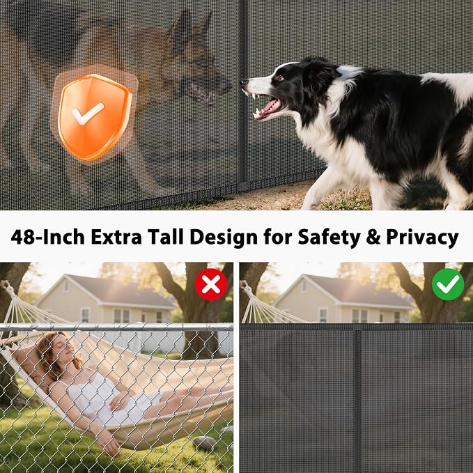 250" Extra Wide Baby Gate Retractable Dog Gate for Deck/Garage/Patio/Yard | 21ft Extra Long Baby Gate Retractable Gates for Dogs, 48" Extra Tall Pet Gate Retractable Fence Outdoor Driveway Gate, Black