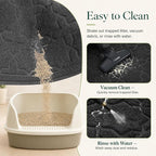 Yimobra Cat Litter Mat, Easy Clean Trapping PVC Mat with Waterproof Backing and Non Slip Bottom, Scatter Control Pad for Litter Box, 24"x20", Black