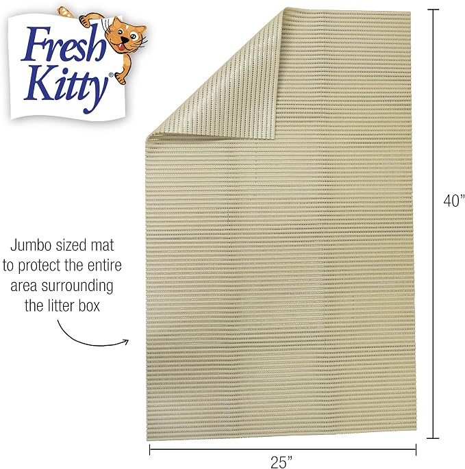 Fresh Kitty Durable XL Jumbo Foam Litter Mat – BPA and Phthalate Free, Water Resistant, Traps Litter from Box, Scatter Control, Easy Clean Mats 40"x25" (9027)