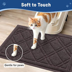 Smiry Cat Litter Box Mat 30x17, Non-Slip Water Resistant Litter Trapping Mat, Easy Clean Less Waste and Urine-Locking Cat Carpet for Indoor, Brown