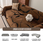 Couch Cover Washable for Dogs, Chenille Loveseat Sofa Covers Pet Friendly Marble Patterned Couch Covers Thick Dark Brown Soft Slipcover, 71" x 118"