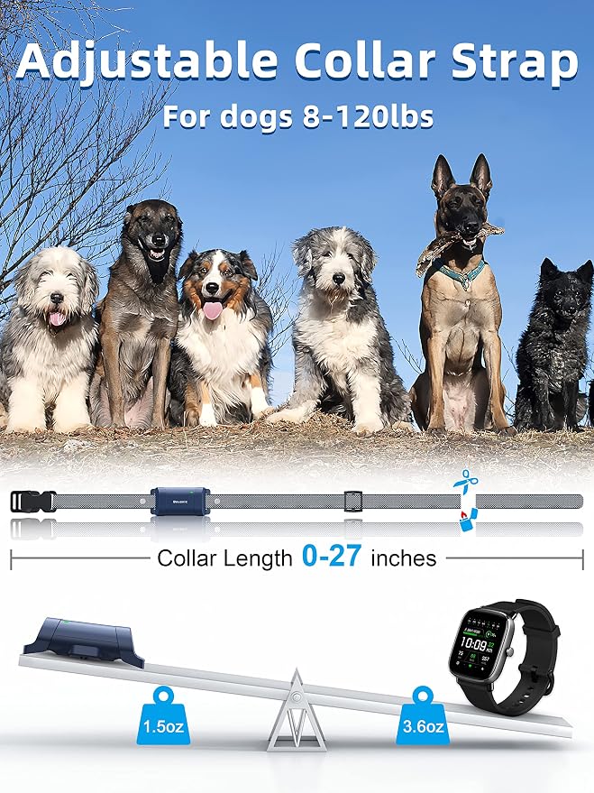 Bousnic Dog Training Collar with Remote - 4000ft Waterproof Dog Shock Collars 2 Dogs for Large Medium Small Dogs Rechargeable E Collars for Dogs Training with Beep Vibration Humane Shock(1-16) Mode