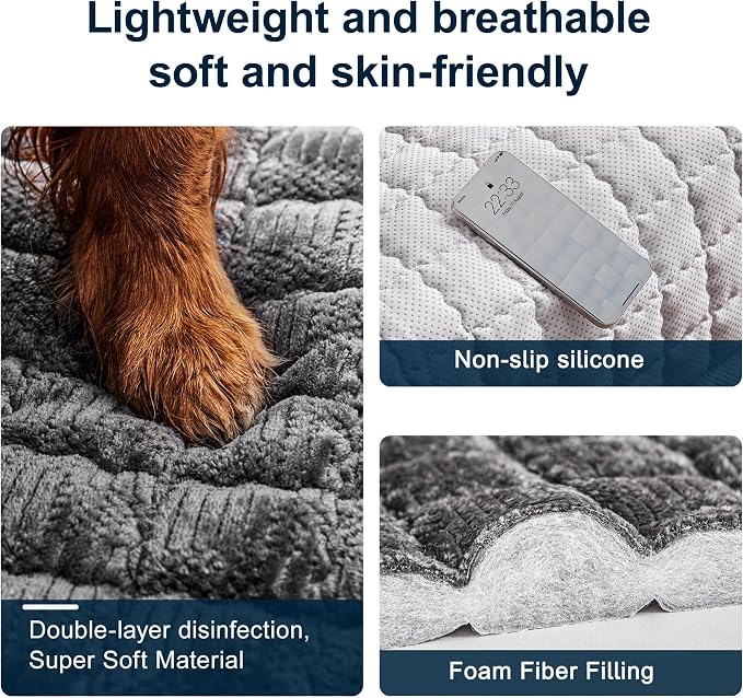 Couch Cover for Dogs Washable,Non-Slip Fuzzy Sofa Covers for Pets | Thick Soft Furniture Protector Fits Loveseat & Sectional,Against Fur&Dirt(Dark Gray, 1pc/36"x68"/Seat Cover)