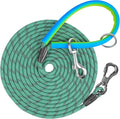 NTR Long Dog Leash, 50FT Check Cord with with 2 Swivel Hooks and Soft Rubber Handle for Pink Leash for Small Medium and Large Dogs Walking Training Hiking Camping Playing-Teal
