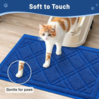 Smiry Cat Litter Box Mat 47x32, Non-Slip Water Resistant Litter Trapping Mat, Easy Clean Less Waste and Urine-Locking Cat Carpet for Indoor, Blue