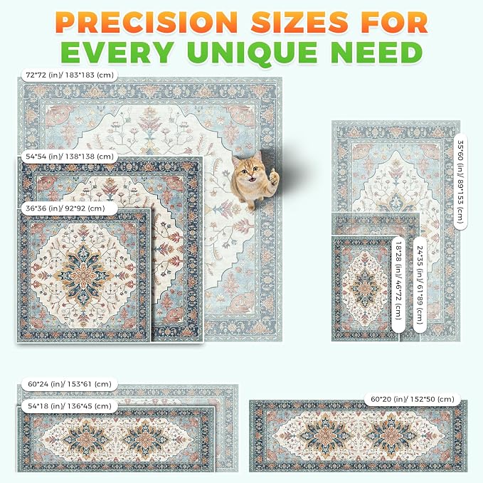 Hompet Cat Litter Mat 2 Pack, 36x60 Large Machine Washable Trapping Mats for Cats, Super Absorbent & Urine-Proof Cat Litter Box Mat for Floor, Waterproof & Non Slip Kitty Litter Rug