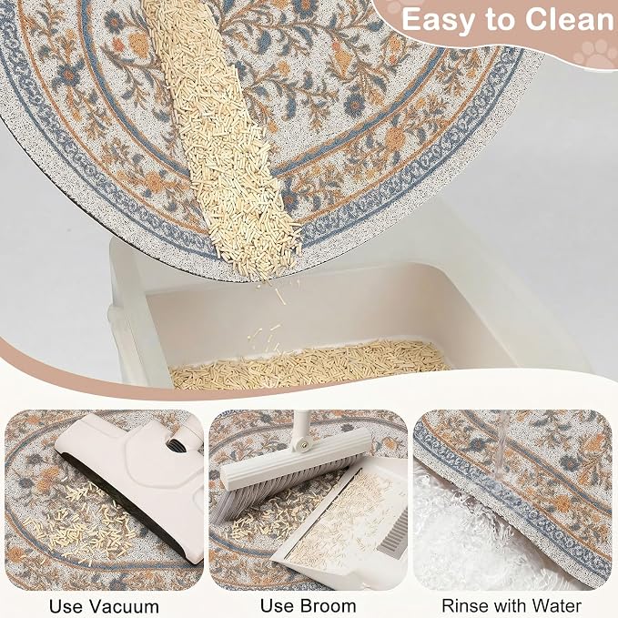 Bienbee Cat Litter Mat, 33" x 22" Dense Trapping Mesh for Litter Boxes | Litter Box Mat with PVC Mesh, Waterproof &Urineproof, Non-Slip Grip, Soft On Kitty Paws and Easy to Clean to Protect Floor