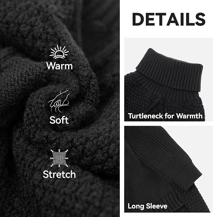 cyeollo Dog Sweater Long Sleeve Knitted Turtleneck Pullover Warm Clothes | Ultra Soft Warm Knit, Full Coverage, 4-Way Stretch for Easy Movement, Easy On & Off, Winter Daily Wear for Small Dogs