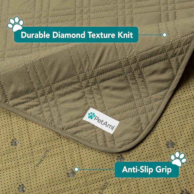 PetAmi Waterproof Couch Cover for Dog Nonslip Bed Sofa Blanket, 30x70 Green | Leakproof Furniture Protector for Pet Cat, Machine Washable Pee Proof Mat for Chair Car Seat, Durable & Anti Slip Backing