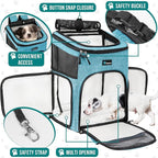 PetAmi Dog Backpack Carrier, Airline Approved 4-Way Entry Cat Backpack Carrier, Ventilated Mesh, Collapsible Pet Carrier for Small Puppy, Kitten, Hiking, Travel Car, Vet, up to 18 lbs, Turquoise
