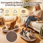 PatiencET Oval Cat Scratcher Bed for Indoor Cats with Catnip | Corrugated Cardboard Pad, Cat Scratching Board for Scratching, Stretching, Playing and Lounging, 17 x 12 Inch