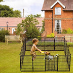 Getlay 36 in(H) Garden Fence, Wide Gate Low Threshold, 10 Panels Total 22.1 Ft(L) Heavy Duty Iron Animal Barrier Fence for Yard,Suitable for Indoor Or Outdoor Dog Fencing,Garden Border Fence