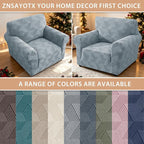 ZNSAYOTX Stretch Armchair Covers for, 1-Piece Chair Slipcovers for Living Room, Furniture Protector with Elastic Bottom for Dogs Cats Kids Geometrical Jacquard Fabric (Small, Light Grey)