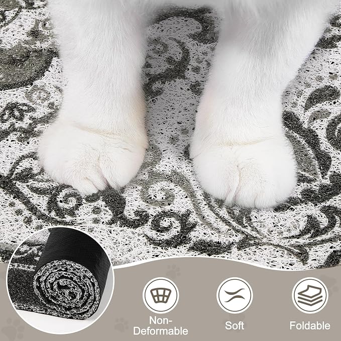 Unicorn Catcher 24"x15" Cat Litter Mat Non-Slip Washable Litter Box Mat | High-Density PVC Litter Catcher Mat Efficiently Traps Scattered Litter From Paws To Keep Floors Clean