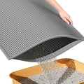ESTHELLO Cat Litter Mat Honeycomb Double Layer Design 30’’ x 24’’ Gray