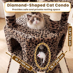 Cat Tree, 81.1" Tall Heavy Duty Cat Tower for Large Cats VCT032BW | Cat Furniture with 3 Wide Platforms, Diamond-Shaped Condo 2 Sisal Scratchers, Hammock & Stable Base, Leopard Print