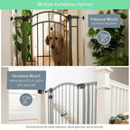 Ingenuity Extra Tall & Wide Safety Pet and Baby Gate, 29.5"-53" Wide, 38" Tall, Pressure or Hardware Mounted, Install on Wall or Banister in Doorway or Stairway, Auto Close Walk-Thru Door - White