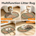 Cat Litter Mat,40"x30" High Density PVC Litter Trapping Mat, Non-Slip, Waterproof & Urine-Proof Litters Catcher Mats, Keep Floor Clean, Soft on Kitten Paws, Cat Essentials Brown-Green