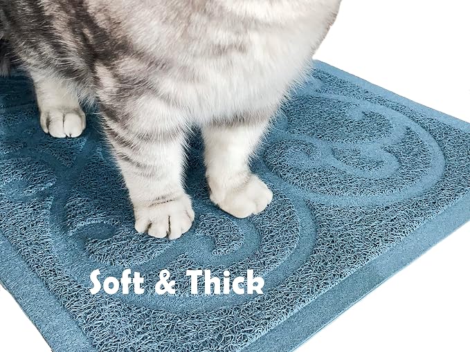 PetLike Cat Litter Box Mat, Thick Kitty Litter Trapping Mat, Durable,Waterproof &Washable with Non-Slip Backing, Soft on Kitty Paws and Easy to Clean, BPA Free
