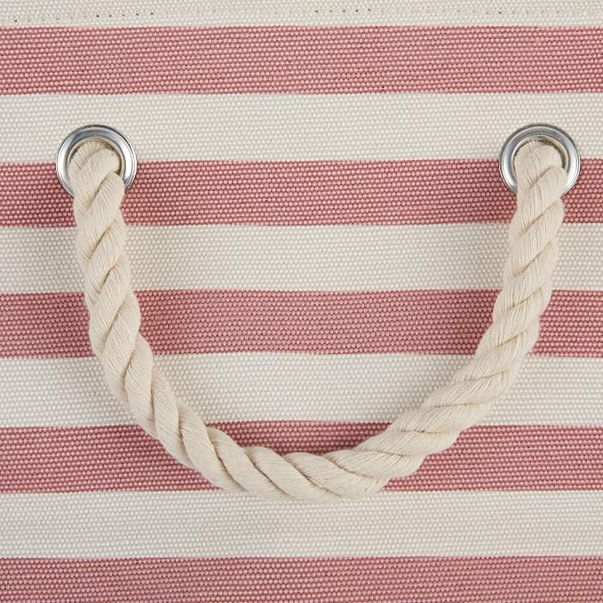 Bone Dry Pet Storage Collection Striped Paw Patch Bin, Rose, Small Round