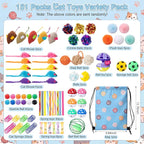 Leitee 151 Pcs Cat Interactive Toys for Indoor Cats Bulk with Gift Storage Bag Kitten Toys Stuff Gift Set Including Springs Mice Balls Bells Sisal Ball for Indoor Kitty Play Exercise(Cute)