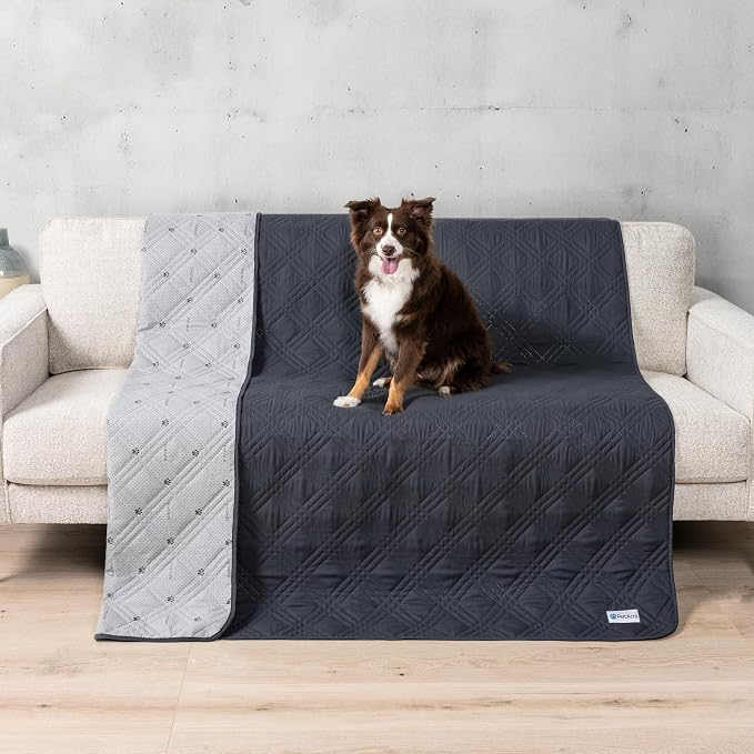 PetAmi Waterproof Couch Cover for Dog Non-Slip Bed Sofa Blanket, 52x82 Gray | Leakproof Furniture Protector for Pet Cat, Machine Washable Pee Proof Mat for Chair Car Seat, Durable & Anti Slip Backing