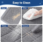Smiry Cat Litter Box Mat 36x24, Non-Slip Water Resistant Litter Trapping Mat, Easy Clean Less Waste and Urine-Locking Cat Carpet for Indoor, Grey