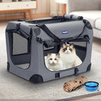Petprsco Portable Collapsible Dog Crate, 24" Soft Dog Crate for Car Travel | Small Dog Crate Kennel 24”*17”*17” with Soft Blanket and Foldable Bowl for Large Cats & Small Dogs Indoor and Outdoor Use