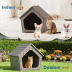 Cat Litter Box Enclosure, Resin Enclosed Litter Box Furniture with Air Holes, Outdoor Cat House Weatherproof, Wide Opening Design for Easy Cleaning, Grey