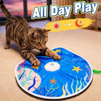 21 Pcs Interactive Cat Toys for Indoor Cats, Rechargeable Touch Activated Automatic Cat Toy with 2 Chasing Feathers, Bird Chirping for Bored Indoor Kittens