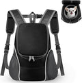 WOYYHO Pet Dog Carrier Backpack with Windows Ventilated Dog Backpack | Top & Side Windows, Ventilated Design, Safety Belt, Small Dog Front Backpack, for Travel Hiking Outdoor, Upgraded Black, M