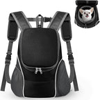 WOYYHO Pet Dog Carrier Backpack with Windows Ventilated Dog Backpack | Top & Side Windows, Ventilated Design, Safety Belt, Small Dog Front Backpack, for Travel Hiking Outdoor, Upgraded Black, M