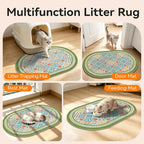 Cat Litter Mat, 24"x15" High Density PVC Litter Trapping Mat, Non-Slip, Waterproof & Urine-Proof Litters Catcher Mats, Keep Floor Clean, Soft on Kitten Paws, Cat Essentials Bean Green
