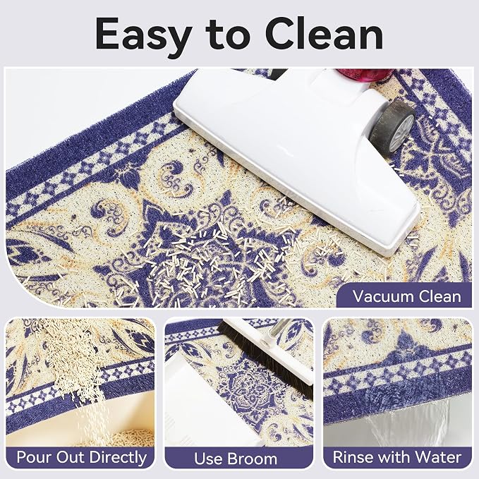 Cat Litter Mat, 33"x22" High-Density PVC Cat Litters Trapping Mat, Waterproof & Non-Slip Backing, Litter Box Catcher, Soft on Kitty Paws, Easy Washable Pet Supplies Blue