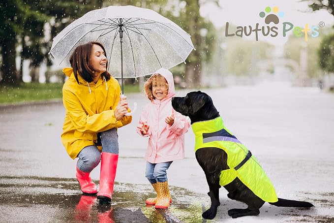 Waterproof Dog Rain Coat, Reflective Safety Strips & Leash Hole – Lightweight Adjustable Jacket for Medium Breeds - XL, Yellow