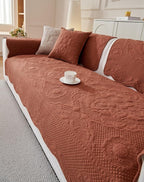 Luxury Vintage Cotton Embroidery Sofa Cover Soft Farmhouse Seat Cushion Cover Floral Quilted Sectional Couch Cover Anti-Slip Sofa Slipcovers Furniture Protector for Dogs Cats (Orange,36"x63")