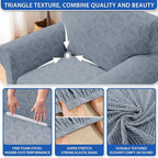 ZNSAYOTX Stretch Couch Cover, 1 Piece Oversized Sofa Covers for 3 Cushion Couch, Jacquard Sofa Slipcovers with Elastic Bottom Thickened Furniture Protector for Dog Cat Pet (X-Large, Light Grey)